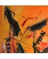 tableau abstrait jaune et rouge