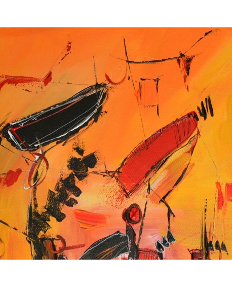 tableau abstrait jaune et rouge
