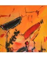 tableau abstrait jaune et rouge