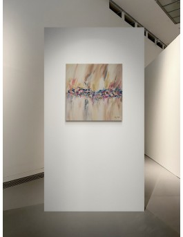 tableau abstrait grand format beige matière