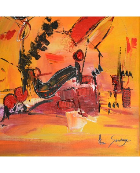tableau abstrait jaune et rouge