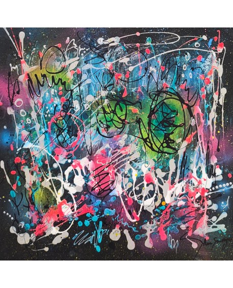 tableau abstrait design flashy multicolore