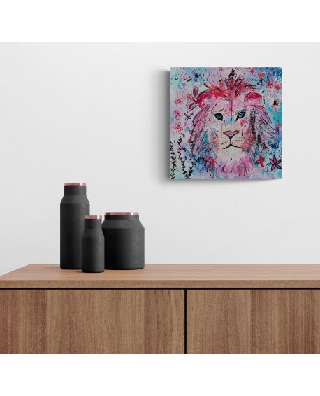 tableau peinture abstraite lion