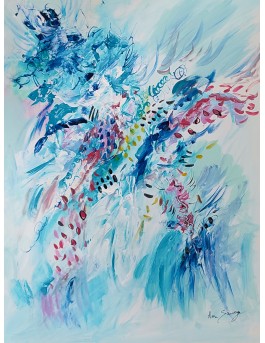 tableau abstrait bleu vertical