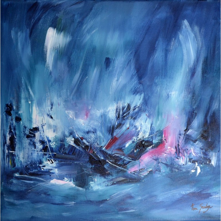 tableau abstrait bleu mer