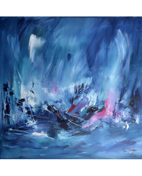 tableau abstrait bleu mer