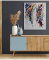 grand tableau abstrait multicolore