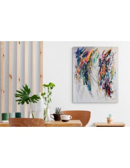 grand tableau abstrait multicolore
