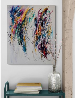 grand tableau abstrait contemporain multicolore