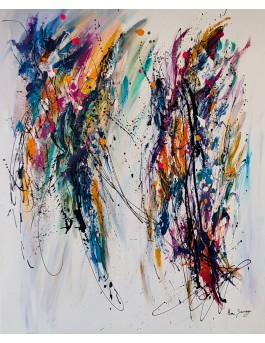 grand tableau abstrait multicolore coloré