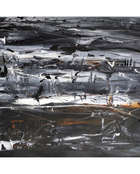 tableau abstrait noir et blanc mer