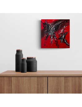 tableau abstrait rouge noir et blanc