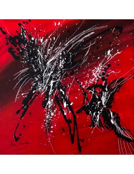 tableau abstrait rouge noir blanc