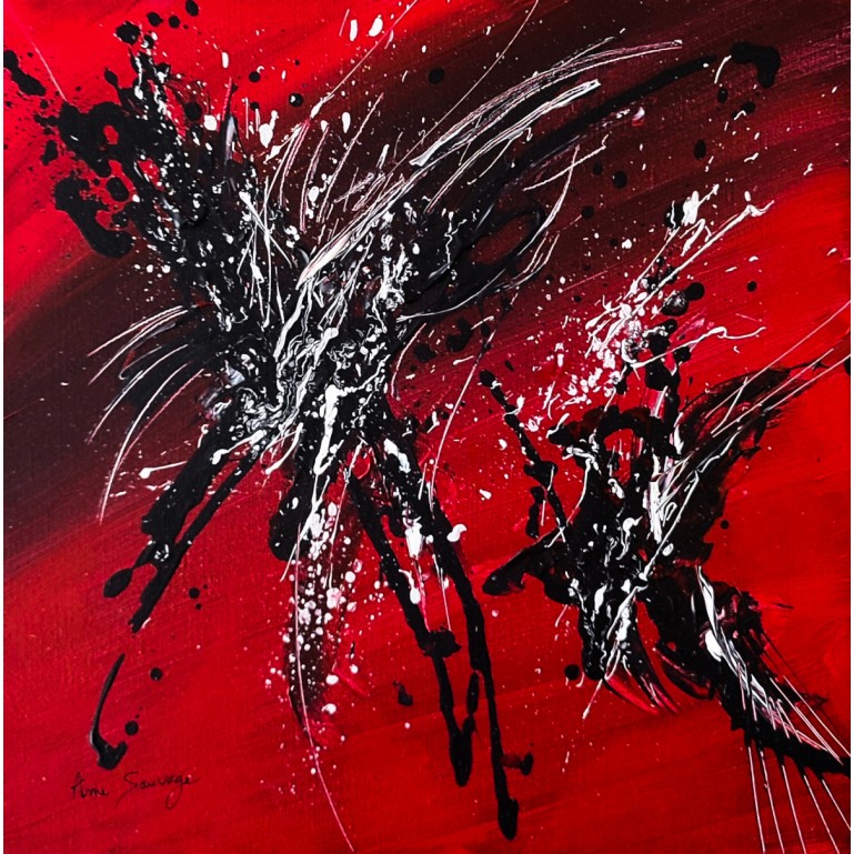 tableau abstrait rouge noir blanc