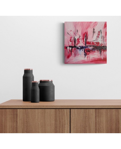 tableau abstrait rouge et noir