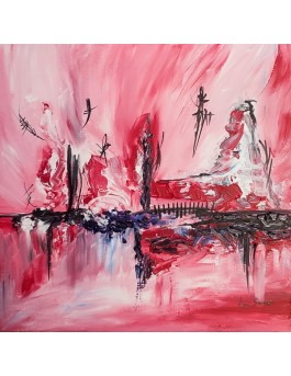 tableau abstrait rouge noir