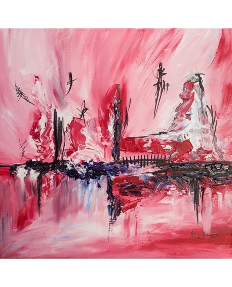 tableau abstrait rouge noir