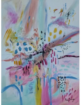 grand tableau abstrait coloré vertical