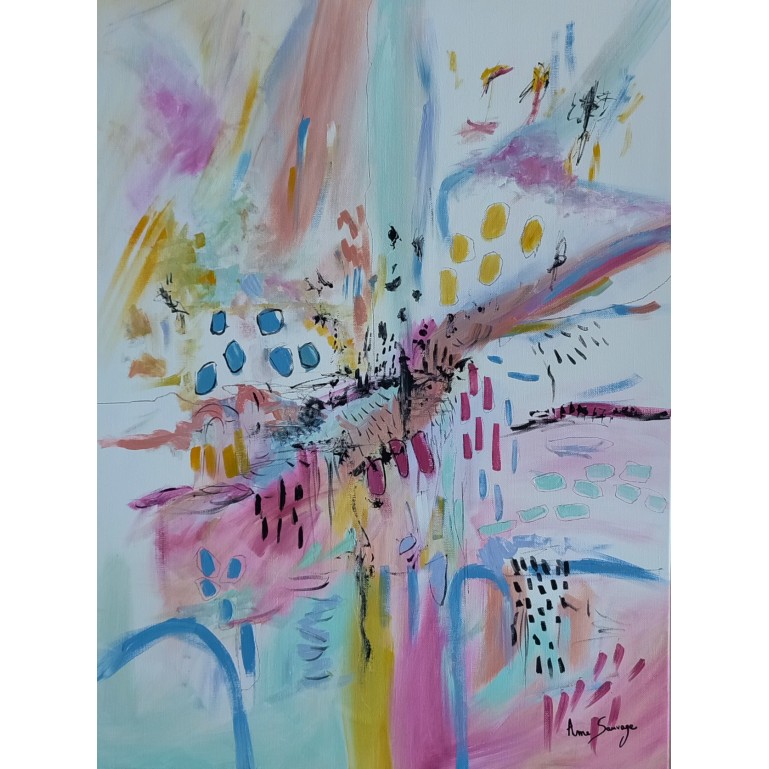 grand tableau abstrait coloré vertical