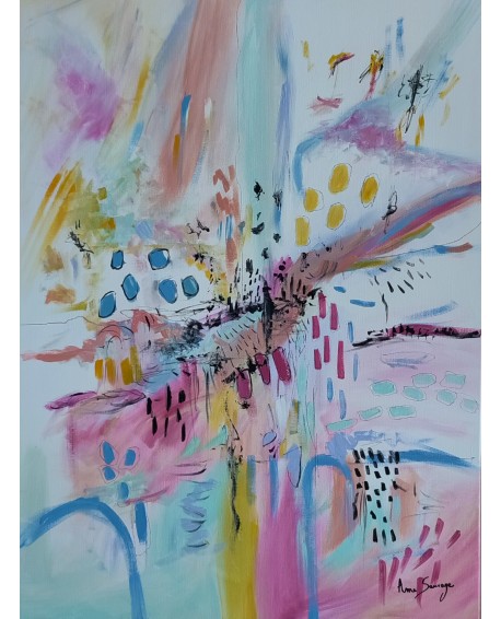 grand tableau abstrait coloré vertical