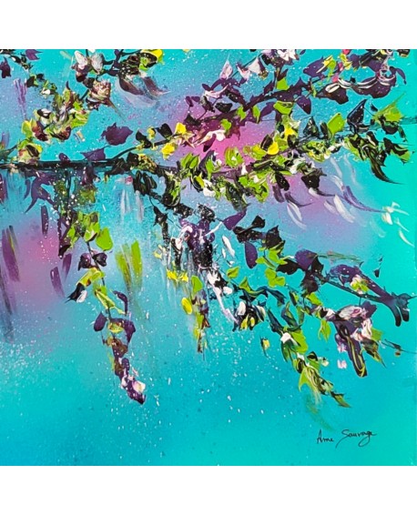 Branches fleuries – tableau abstrait arbre fleuri contemporain