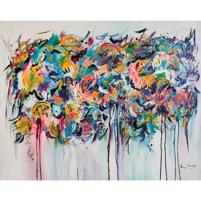 grand tableau abstrait moderne et coloré