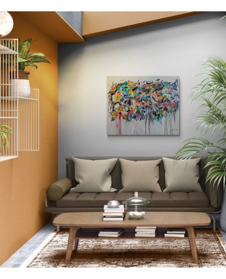 grand tableau multicolore salon