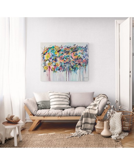 grand tableau abstrait coloré moderne pour salon
