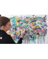 tableau artiste peintre abstrait multicolore