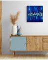 tableau abstrait moderne bleu et or