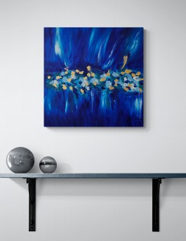 tableau moderne bleu et or