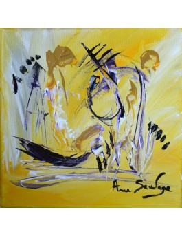 tableau abstrait jaune