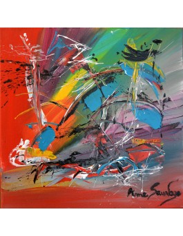 tableau abstrait rouge et vert