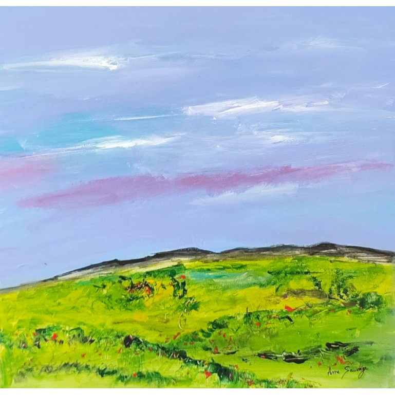 tableau abstrait paysage montagne