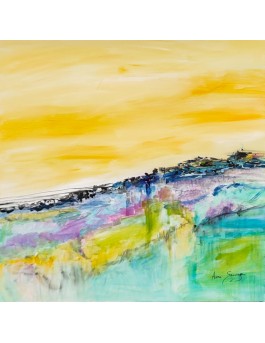 tableau abstrait jaune acrylique