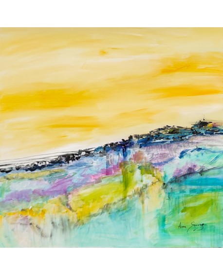 tableau abstrait jaune acrylique