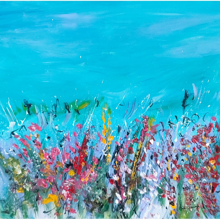 tableau abstrait floral