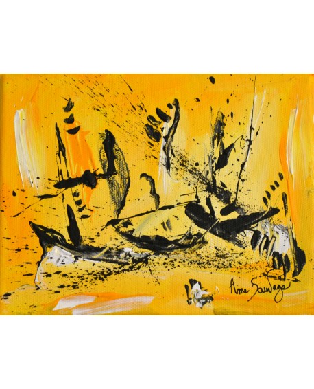 Tableau abstrait jaune et noir