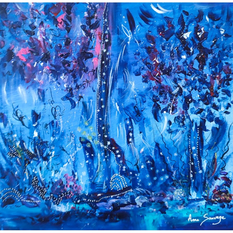 tableau abstrait bleu moderne