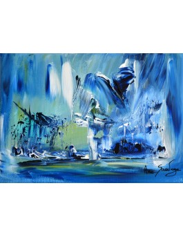 tableau abstrait bleu