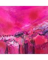 tableau abstrait rouge rose