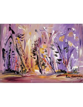 tableau abtrait fleurs violet