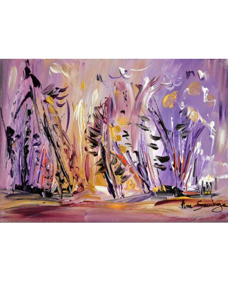 tableau abtrait fleurs violet