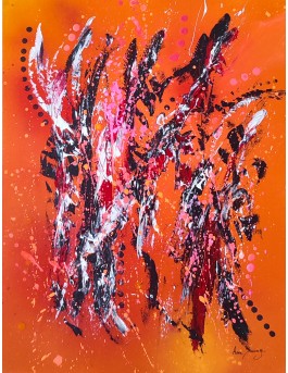 tableau orange et noir de style abstrait