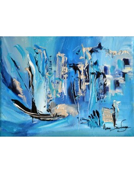 tableau bleu turquoise abstrait
