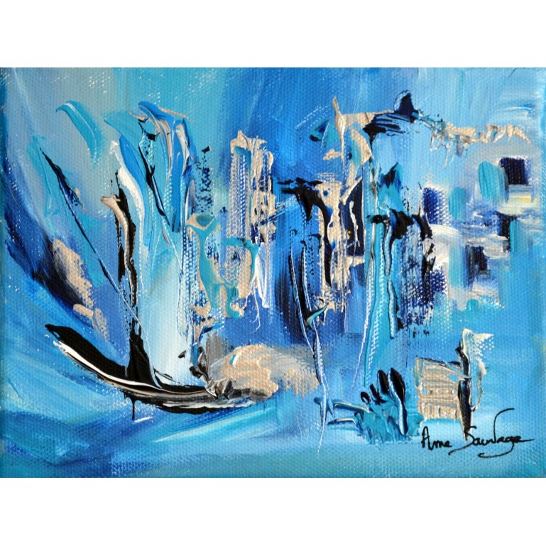 tableau bleu turquoise abstrait