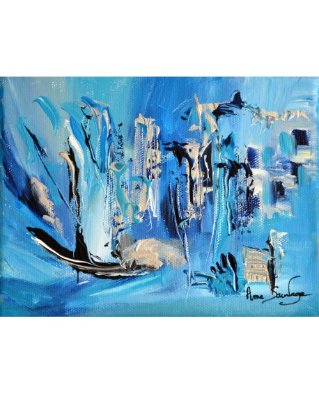 tableau bleu turquoise abstrait