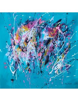 tableau abstrait bleu multicolore
