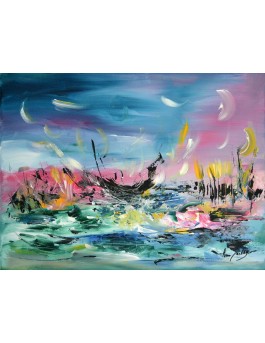 tableau contemporain bateaux