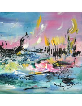 tableau abstrait bateaux barque